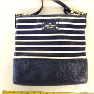 Kate Spade Designer Blue White Tenley Crossbody Bag Nautical Stripesley Purse